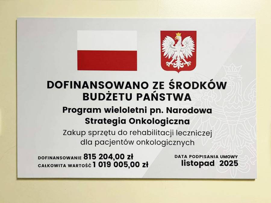 Zakup sprzętu do rehabilitacji leczniczej dla pacjentów onkologicznych 